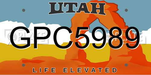 GPC5989 Utah License Plate