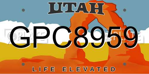 GPC8959 Utah License Plate