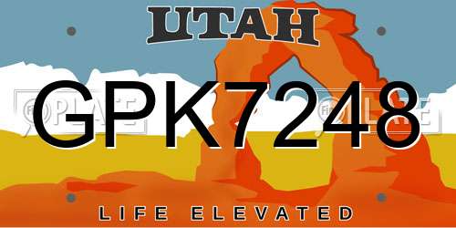 GPK7248 Utah License Plate