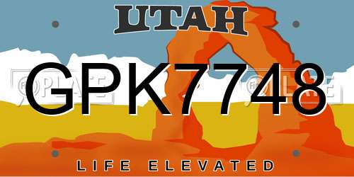 GPK7748 Utah License Plate