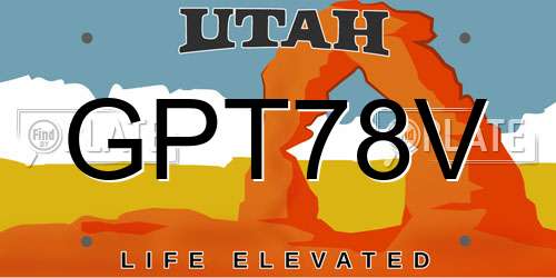 GPT78V Utah License Plate