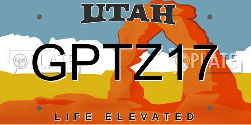 GPTZ17 Utah License Plate