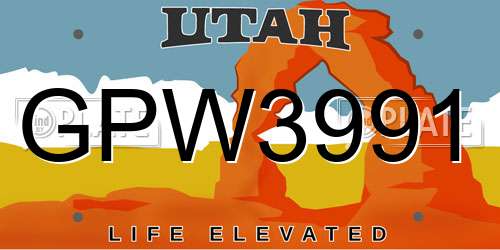 GPW3991 Utah License Plate