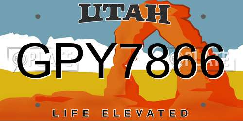 GPY7866 Utah License Plate