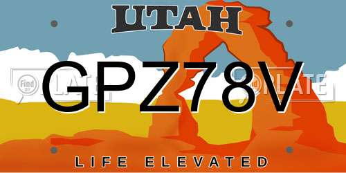 GPZ78V Utah License Plate