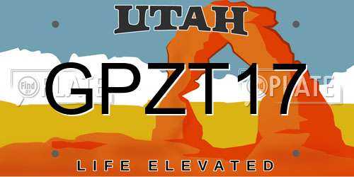 GPZT17 Utah License Plate