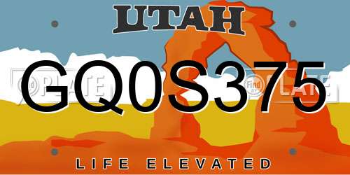 GQ0S375 Utah License Plate
