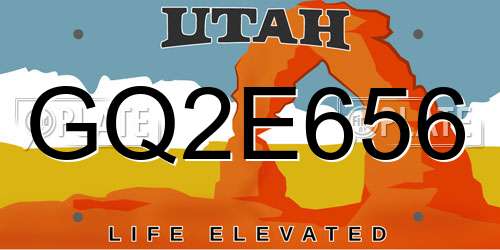 GQ2E656 Utah License Plate