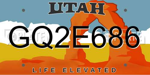 GQ2E686 Utah License Plate