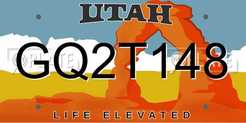 GQ2T148 Utah License Plate