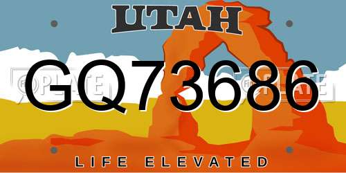 GQ73686 Utah License Plate