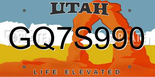 GQ7S990 Utah License Plate
