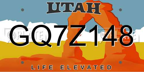GQ7Z148 Utah License Plate