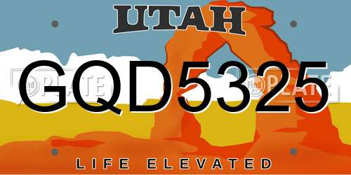 GQD5325 Utah License Plate
