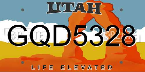 GQD5328 Utah License Plate
