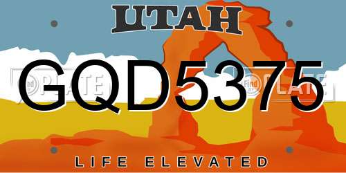 GQD5375 Utah License Plate