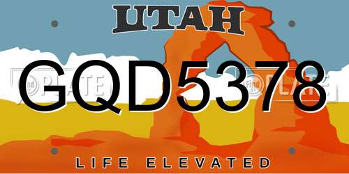 GQD5378 Utah License Plate