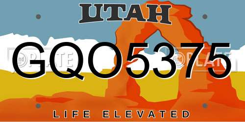 GQO5375 Utah License Plate