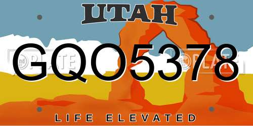 GQO5378 Utah License Plate