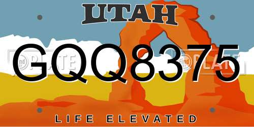 GQQ8375 Utah License Plate