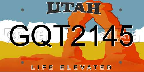 GQT2145 Utah License Plate