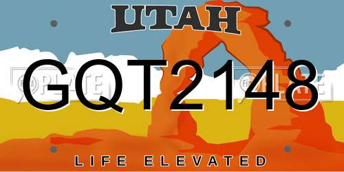 GQT2148 Utah License Plate