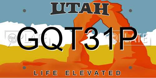 GQT31P Utah License Plate