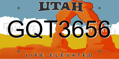 GQT3656 Utah License Plate