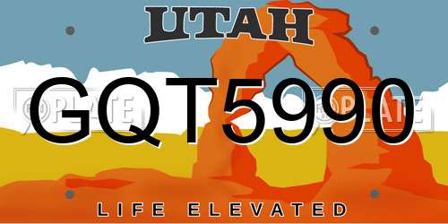 GQT5990 Utah License Plate