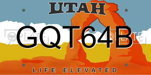 GQT64B Utah License Plate