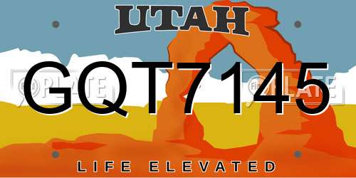 GQT7145 Utah License Plate
