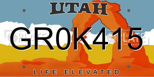 GR0K415 Utah License Plate