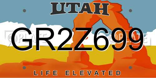 GR2Z699 Utah License Plate