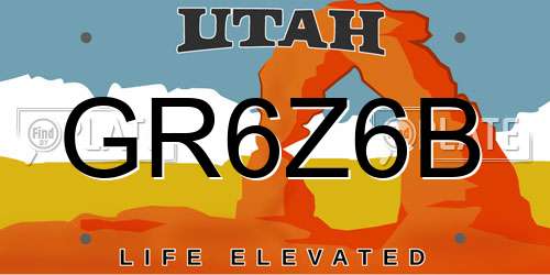 GR6Z6B Utah License Plate