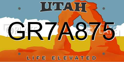 GR7A875 Utah License Plate