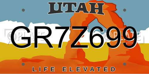 GR7Z699 Utah License Plate