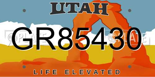 GR85430 Utah License Plate