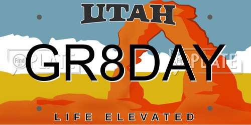 GR8DAY Utah License Plate