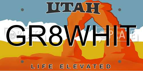 GR8WHIT Utah License Plate