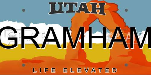 GRAMHAM Utah License Plate