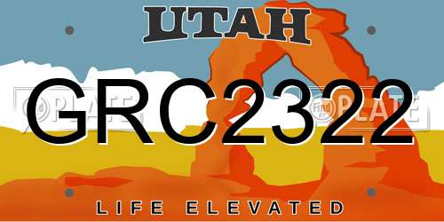 GRC2322 Utah License Plate