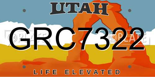 GRC7322 Utah License Plate