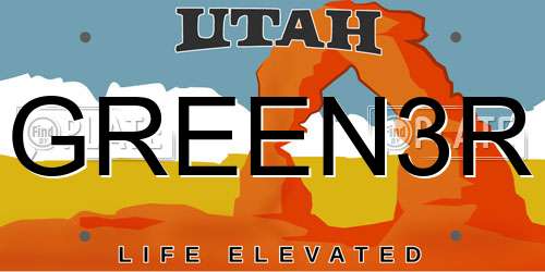 GREEN3R Utah License Plate