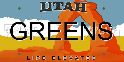 GREENS Utah License Plate