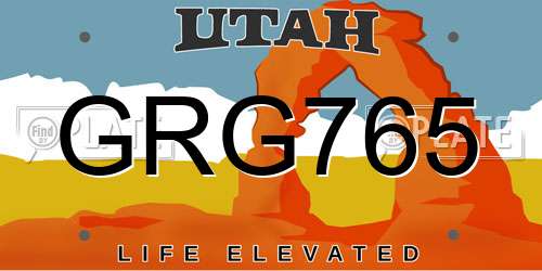 GRG765 Utah License Plate