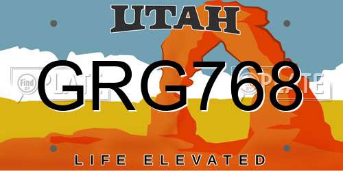 GRG768 Utah License Plate