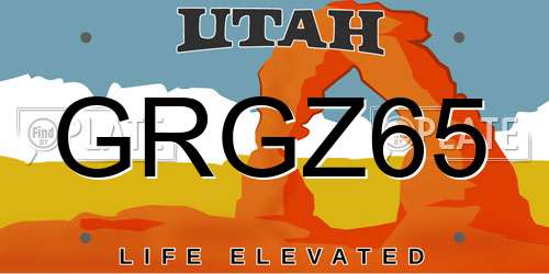 GRGZ65 Utah License Plate