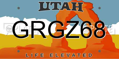 GRGZ68 Utah License Plate