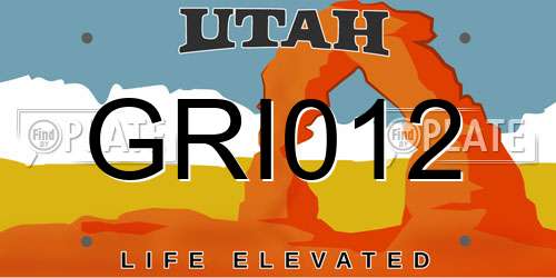 GRI012 Utah License Plate