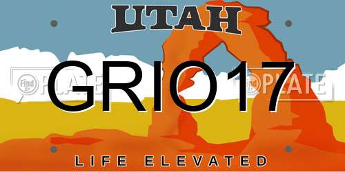 GRIO17 Utah License Plate